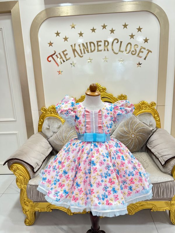 Pink Blue Ruffle Dress