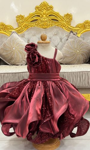 Satin Glitter Rose Dress