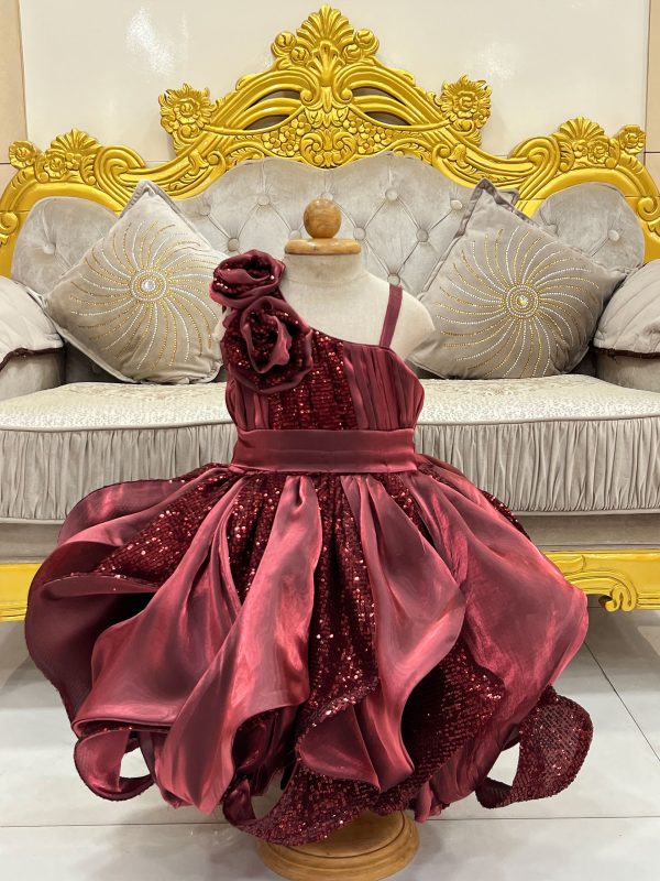 Satin Glitter Rose Dress