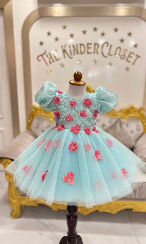 Sky blue frill frock
