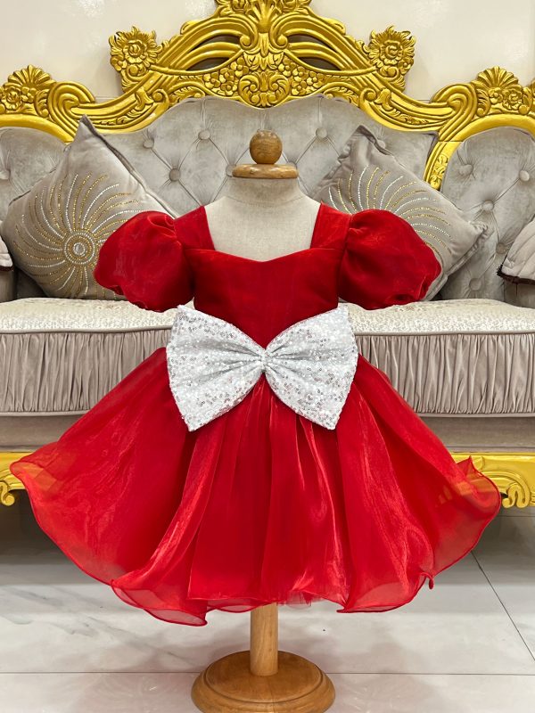 Red Silk Bow Dress