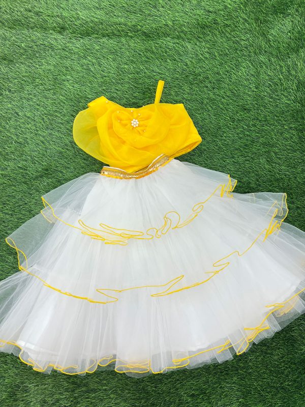 Yellow White Frill Dress
