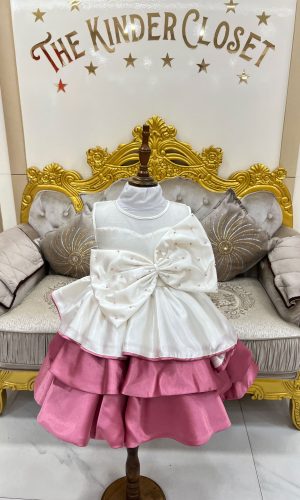 White and Pink Satin Dress