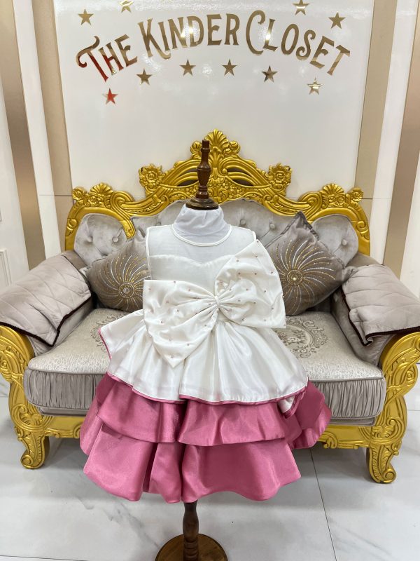 White and Pink Satin Dress