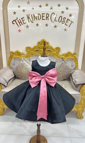 Black Dress with Pink Bow