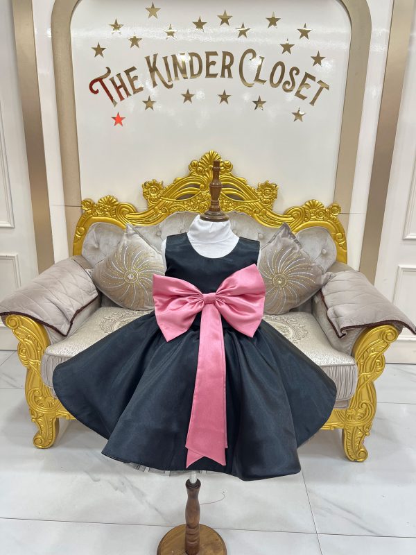 Black Dress with Pink Bow